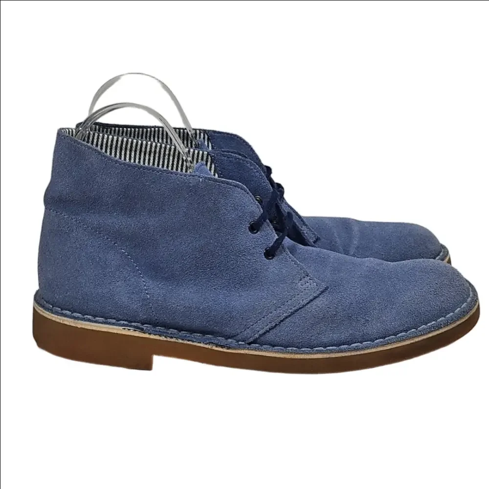 Clarks Bushacre 2 Dusty Blue Suede Leather Lace Up Desert Chukka Ankle Boot